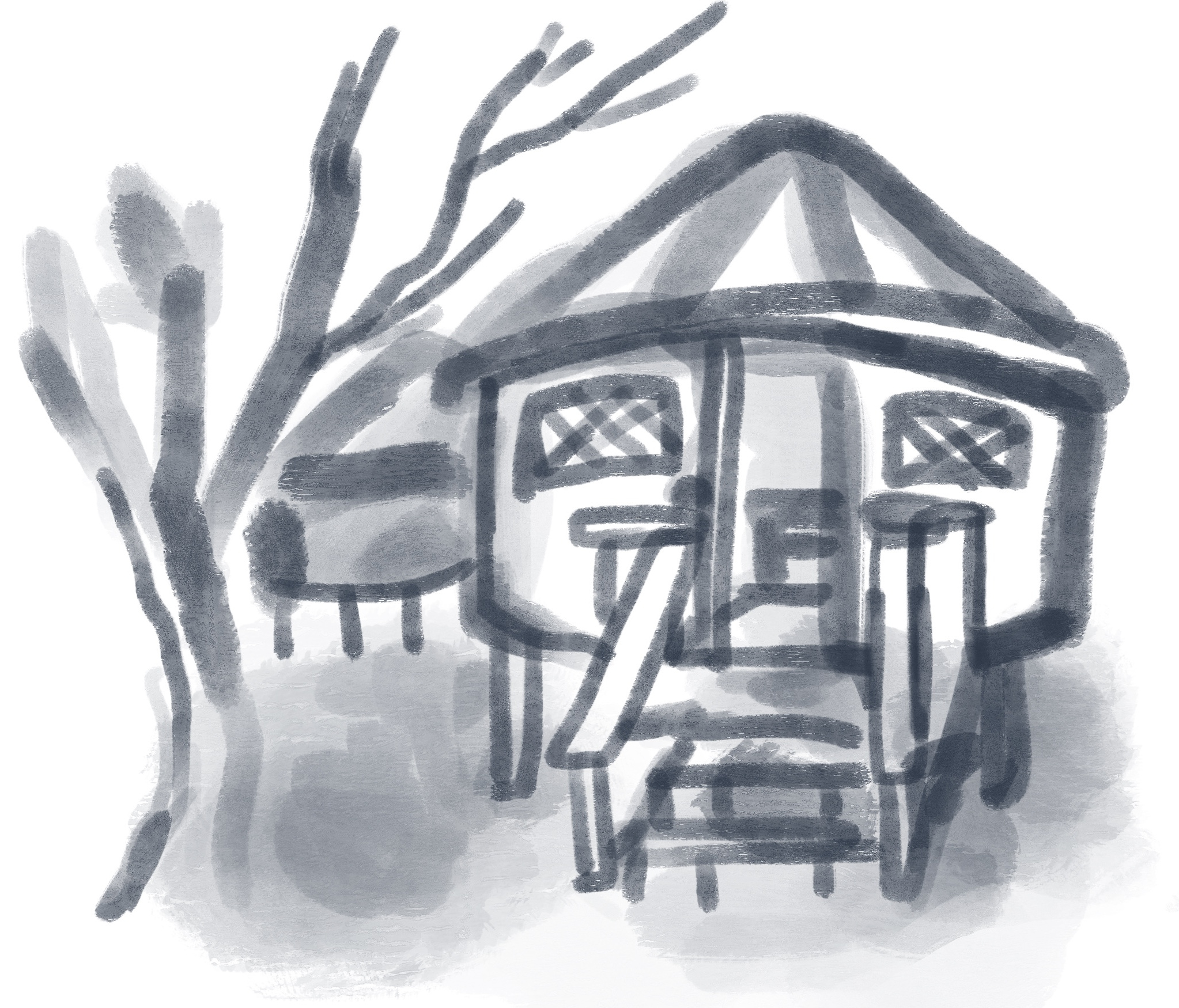 drawing of a yurt